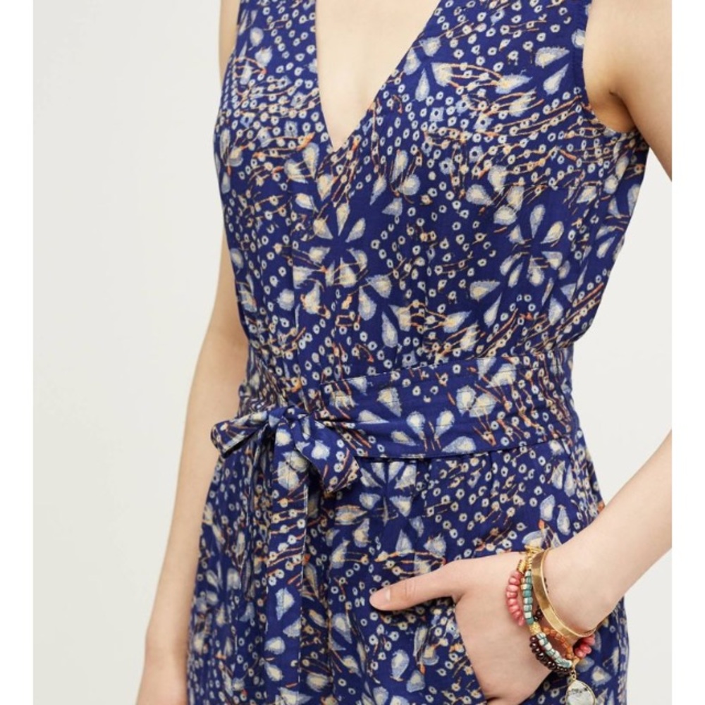 Tracy Reese blue floral jumpsuit with pockets